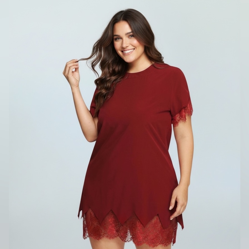 Sugared + Bronzed Selma Eyelash Lace Detail Dress•XL-2X